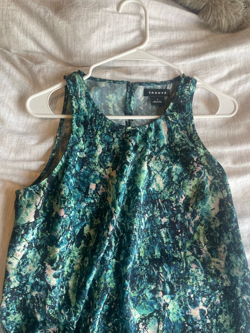 Teal Marble Print Sleeveless summer dress